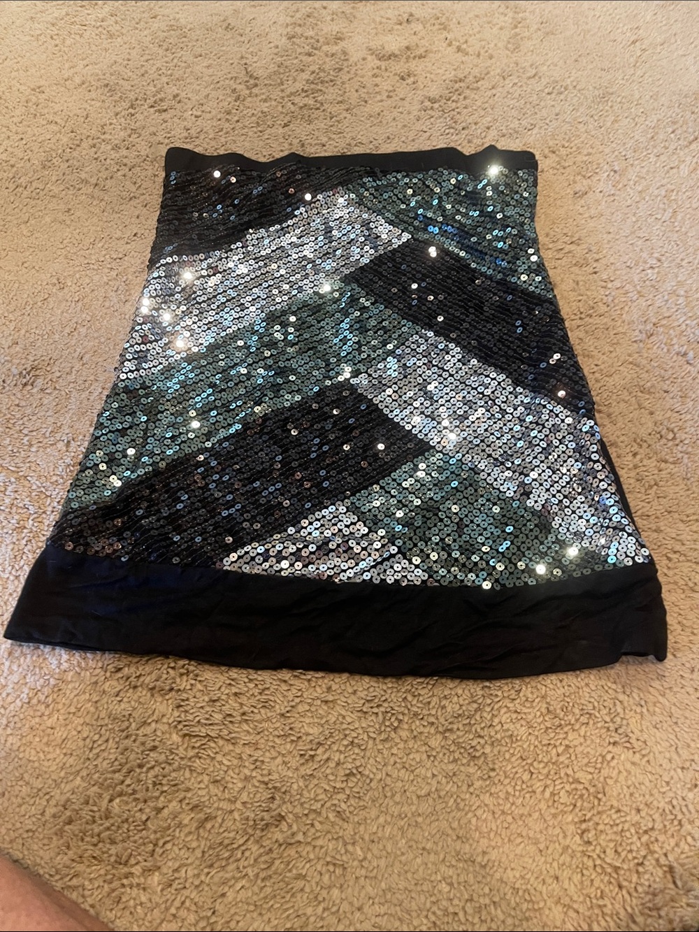 Forever 21 Black and Silver Sequin Chevron Mini Skirt